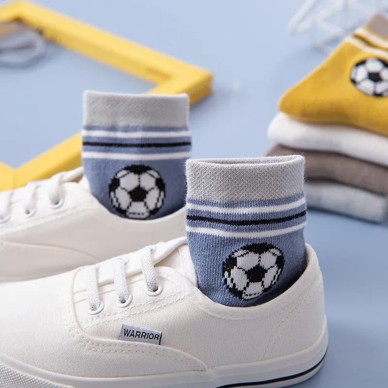 5-piece Football Pattern Breathable Socks