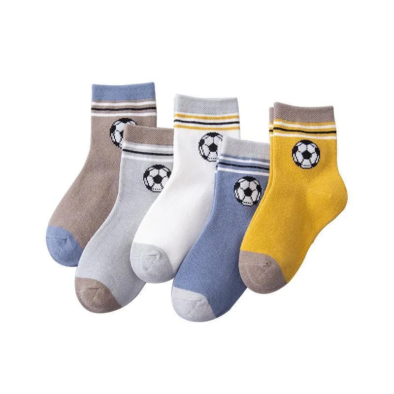 5-piece Football Pattern Breathable Socks