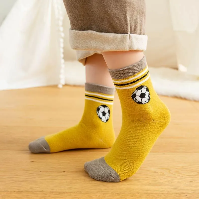 5-piece Football Pattern Breathable Socks