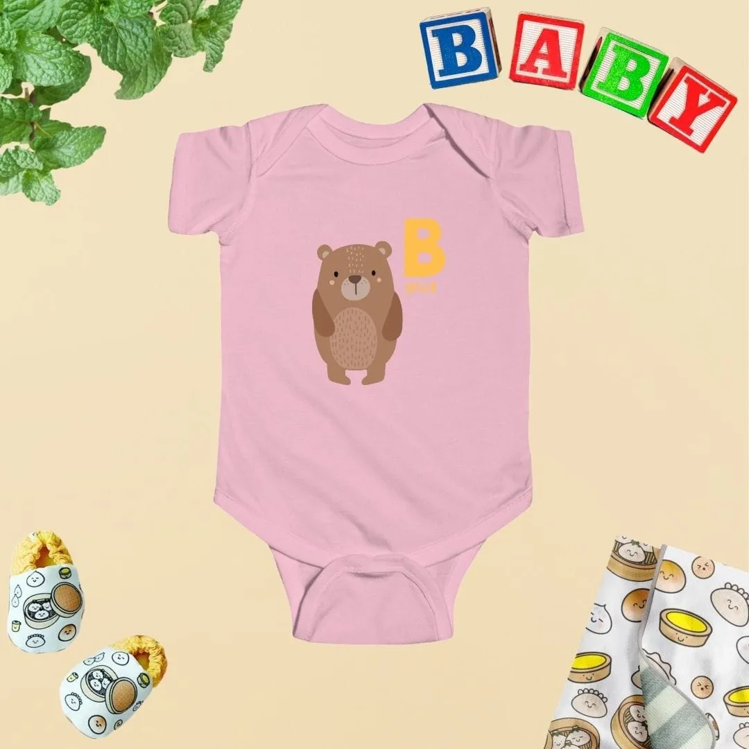Animal Alphabet - B for Bear Baby Bodysuit - Unisex Graphic Bodysuit for Babies