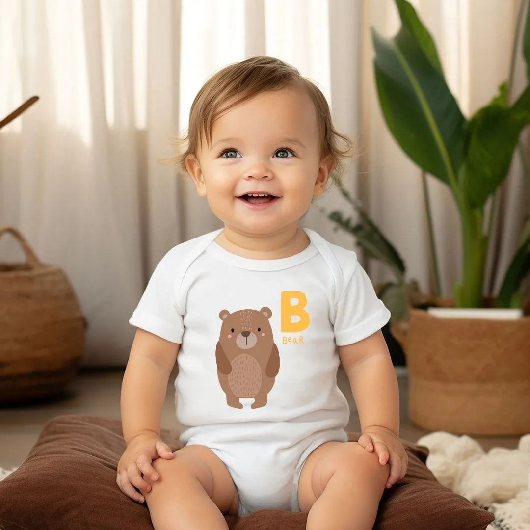 Animal Alphabet - B for Bear Baby Bodysuit - Unisex Graphic Bodysuit for Babies