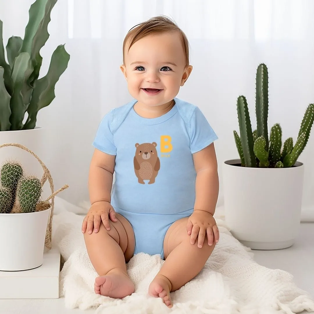 Animal Alphabet - B for Bear Baby Bodysuit - Unisex Graphic Bodysuit for Babies
