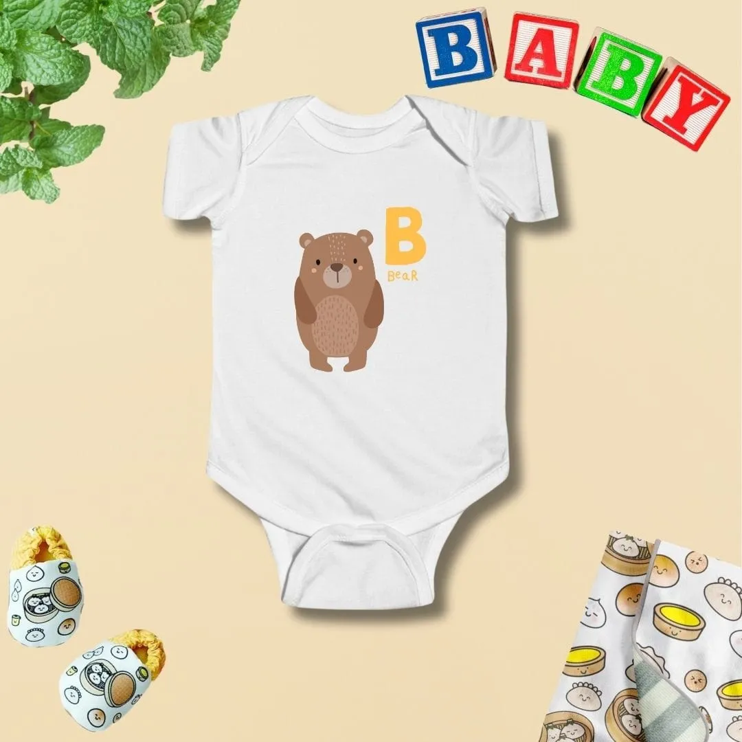 Animal Alphabet - B for Bear Baby Bodysuit - Unisex Graphic Bodysuit for Babies