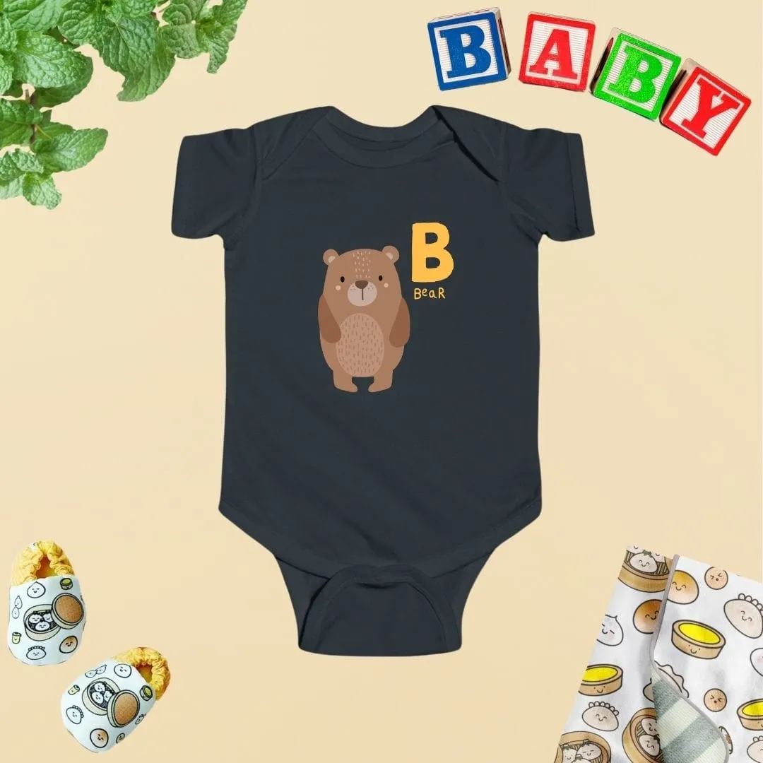 Animal Alphabet - B for Bear Baby Bodysuit - Unisex Graphic Bodysuit for Babies