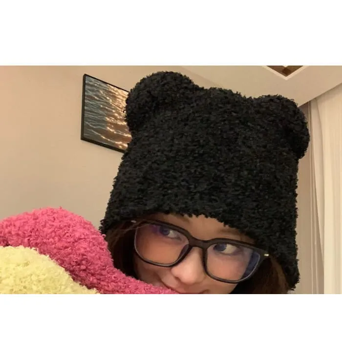 Bear Ear Knit Bonnet Hat