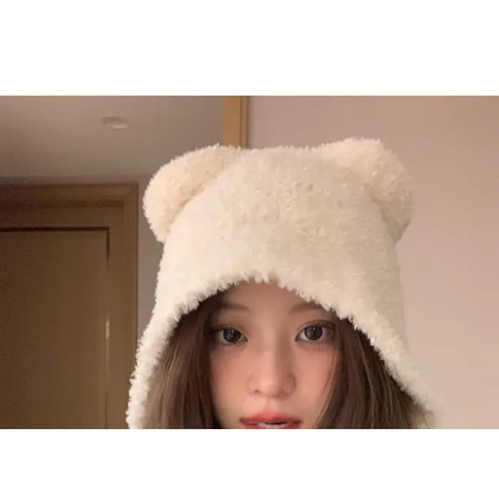 Bear Ear Knit Bonnet Hat