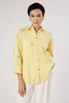 Charlotte Butter Yellow Floral Embroidered Shirt