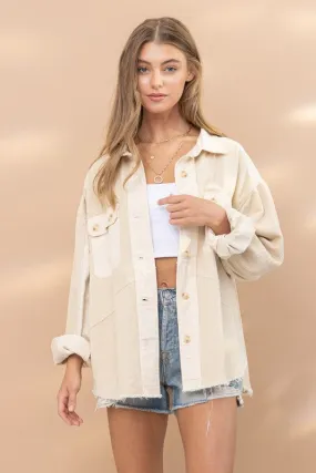 Colorblock Corduroy Shirt Jacket