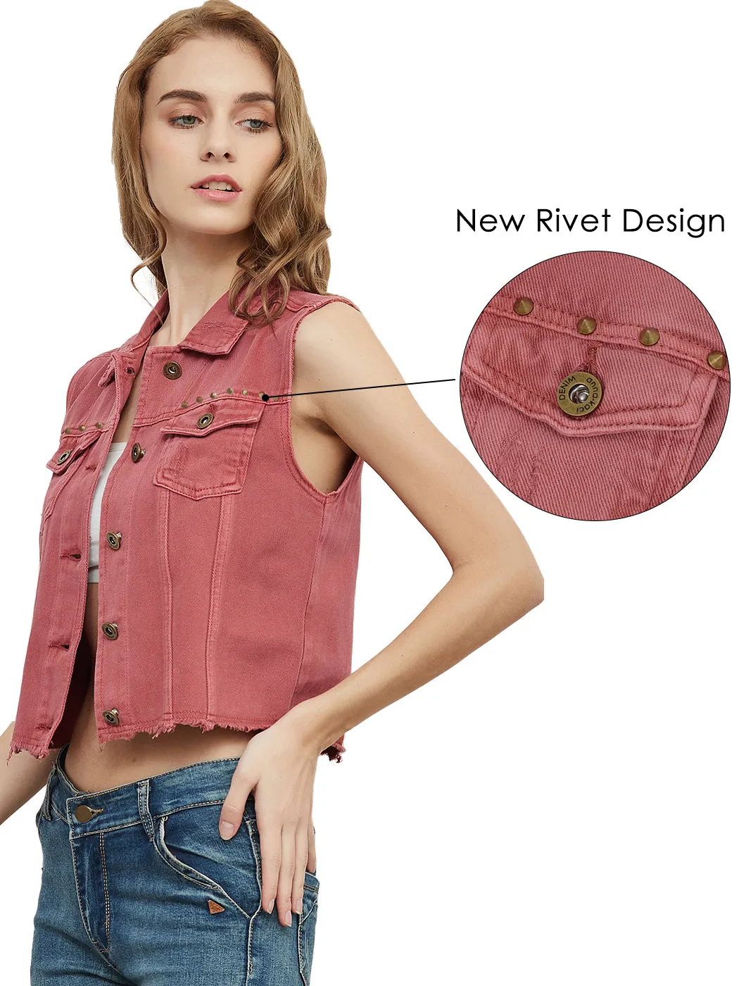 Cotton Denim Cropped Vest