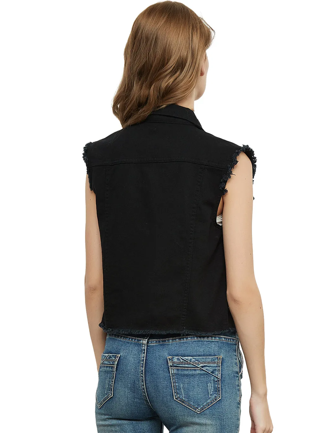 Cotton Denim Cropped Vest