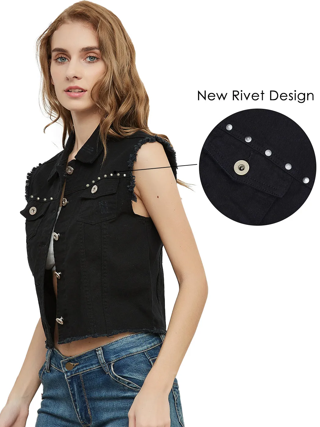 Cotton Denim Cropped Vest