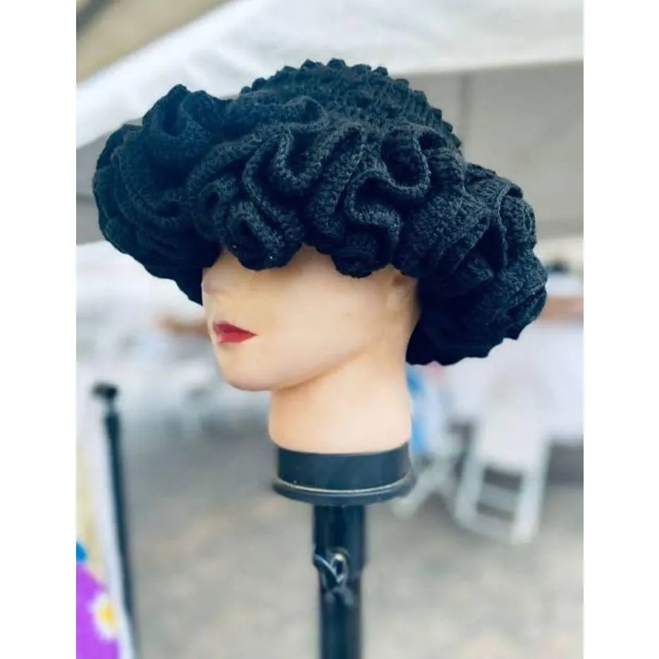 Crochet Pleated Ruffles Knitted Hat