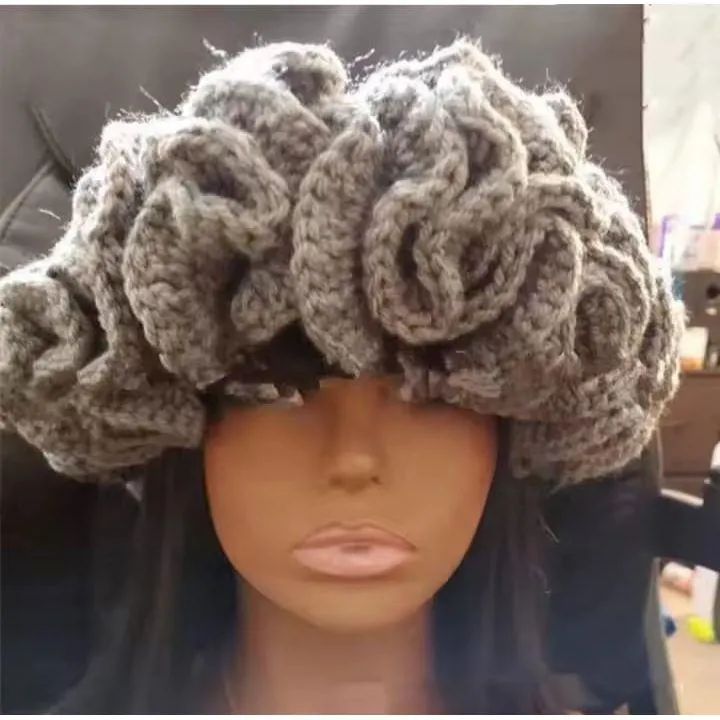 Crochet Pleated Ruffles Knitted Hat