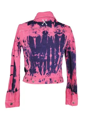 cropped tie dye pink denim jacket  | Size M