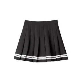 Dark Academia Preppy Mini Pleated Skirt Black
