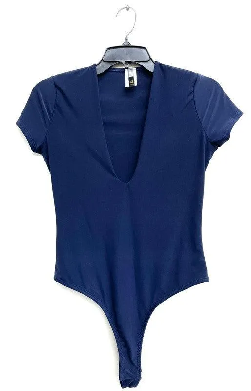 deep v short sleeve bodysuit