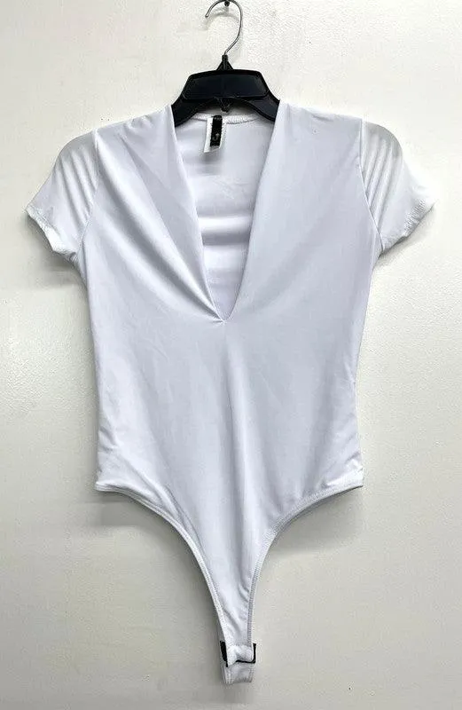 deep v short sleeve bodysuit