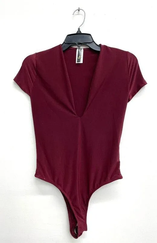 deep v short sleeve bodysuit