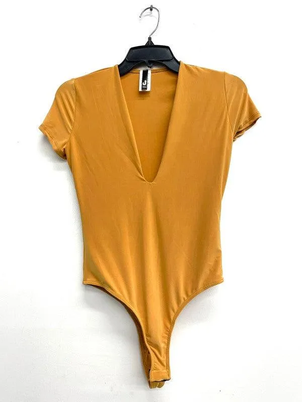 deep v short sleeve bodysuit