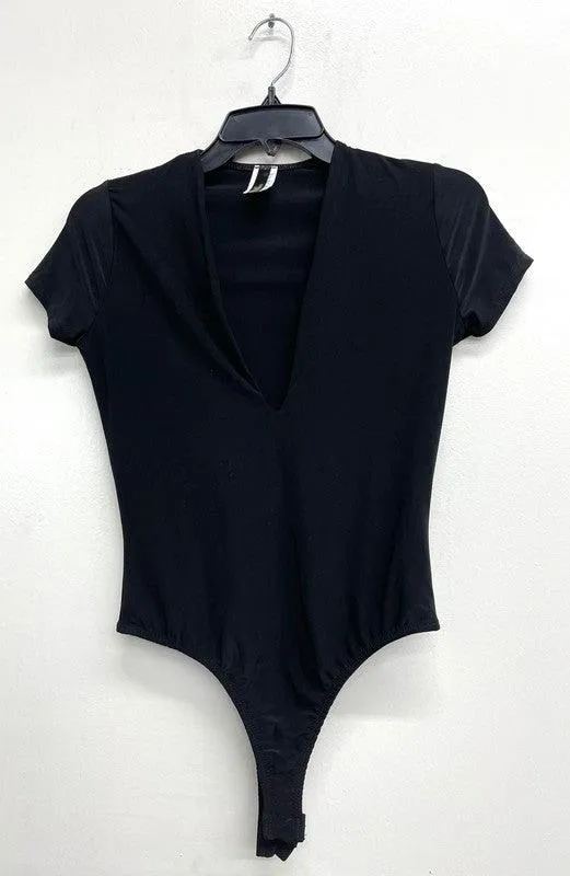 deep v short sleeve bodysuit