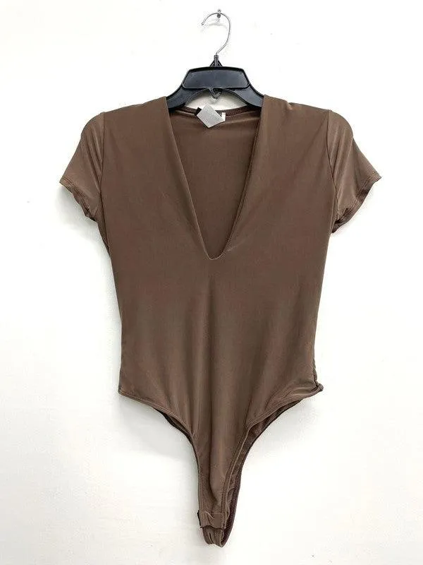 deep v short sleeve bodysuit