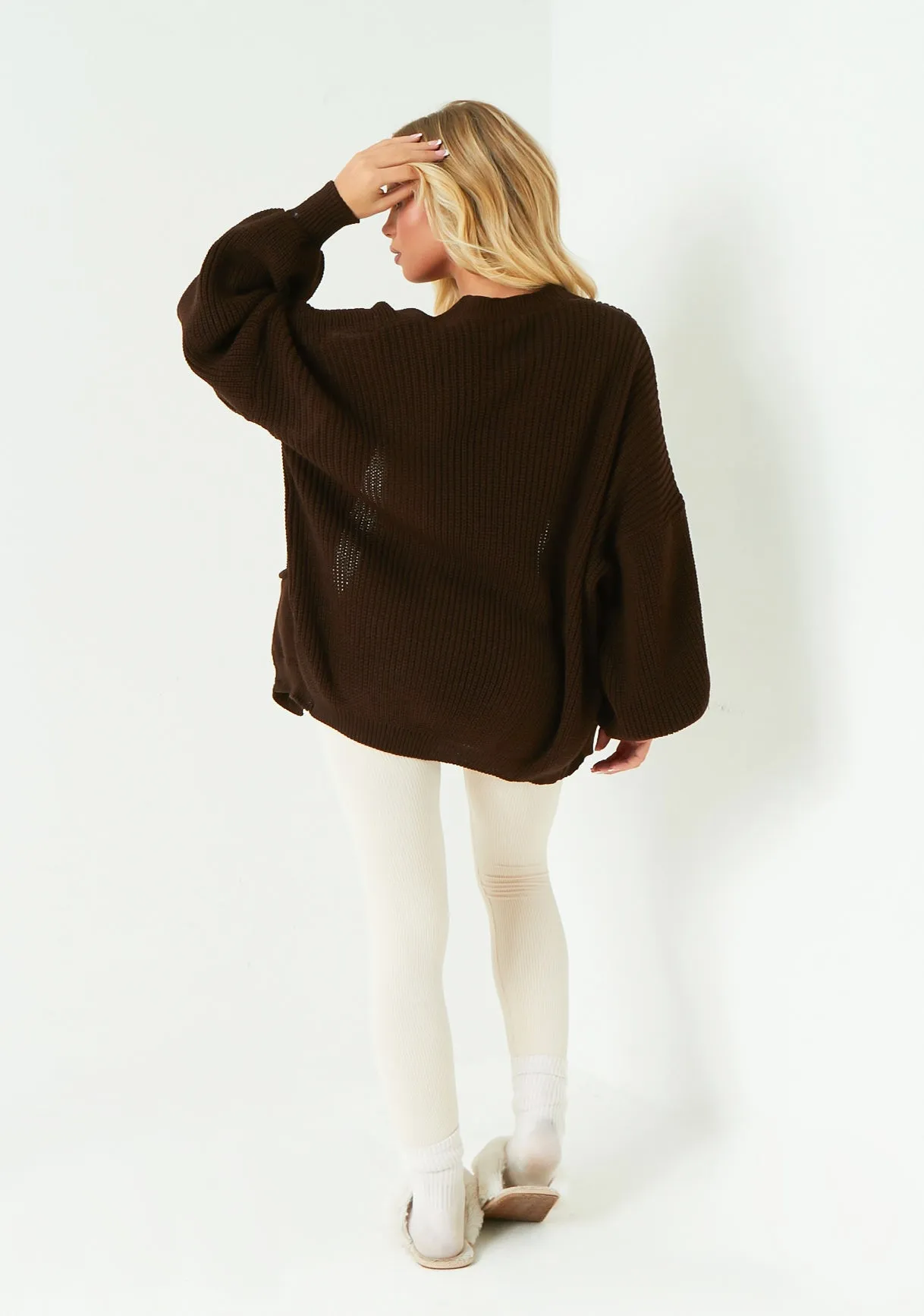 Devyn Chocolate Balloon Sleeve Cardigan