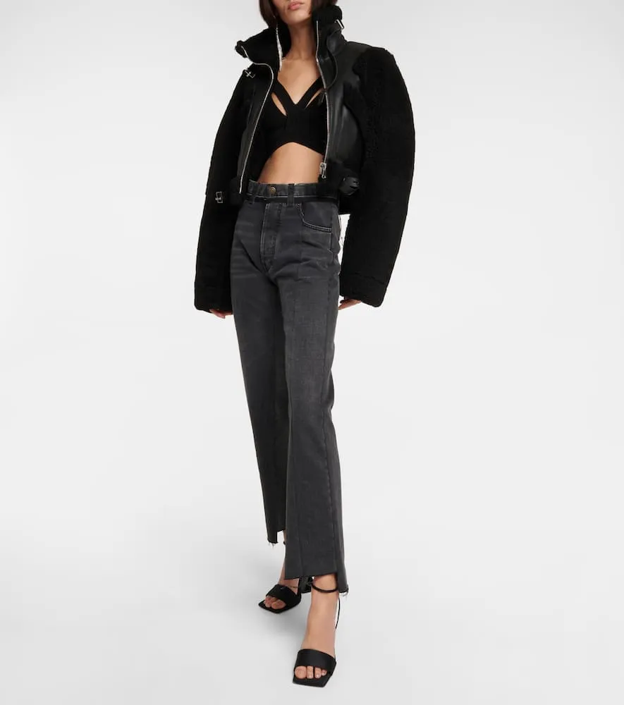 Dion Lee Shearling-trimmed leather jacket