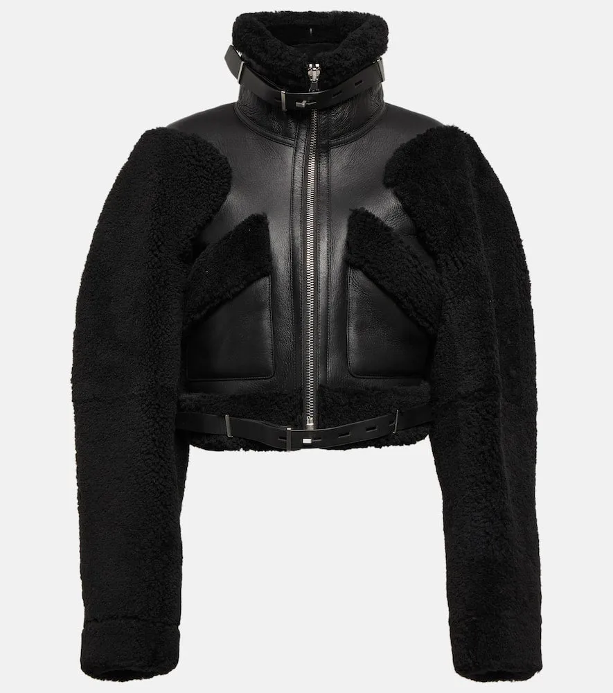 Dion Lee Shearling-trimmed leather jacket