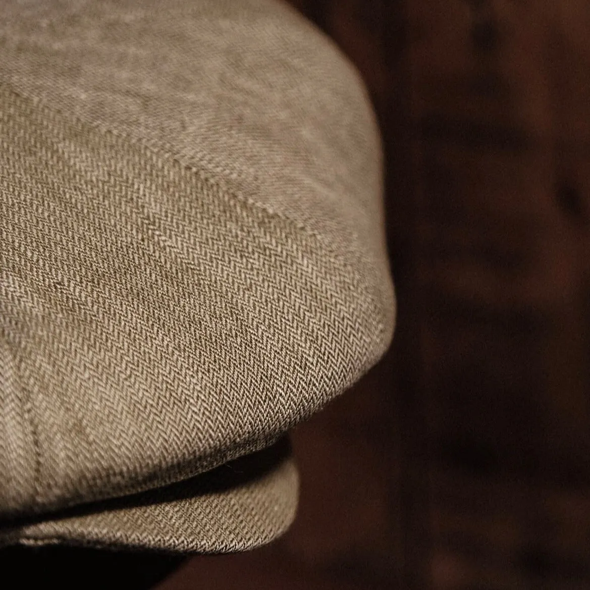 Eight Piece Light-Brown Linen Newsboy Cap