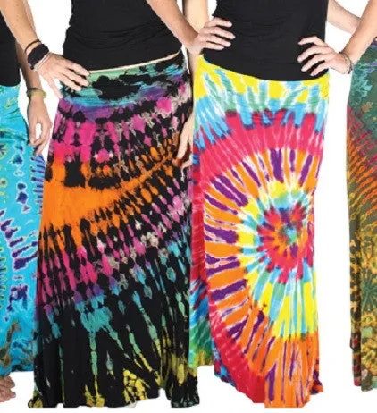 Floor Lenghth stretch waist Tie Dye Skirt