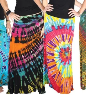 Floor Lenghth stretch waist Tie Dye Skirt