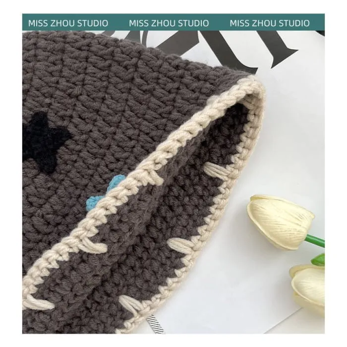 Floral Knit Cloche Hat