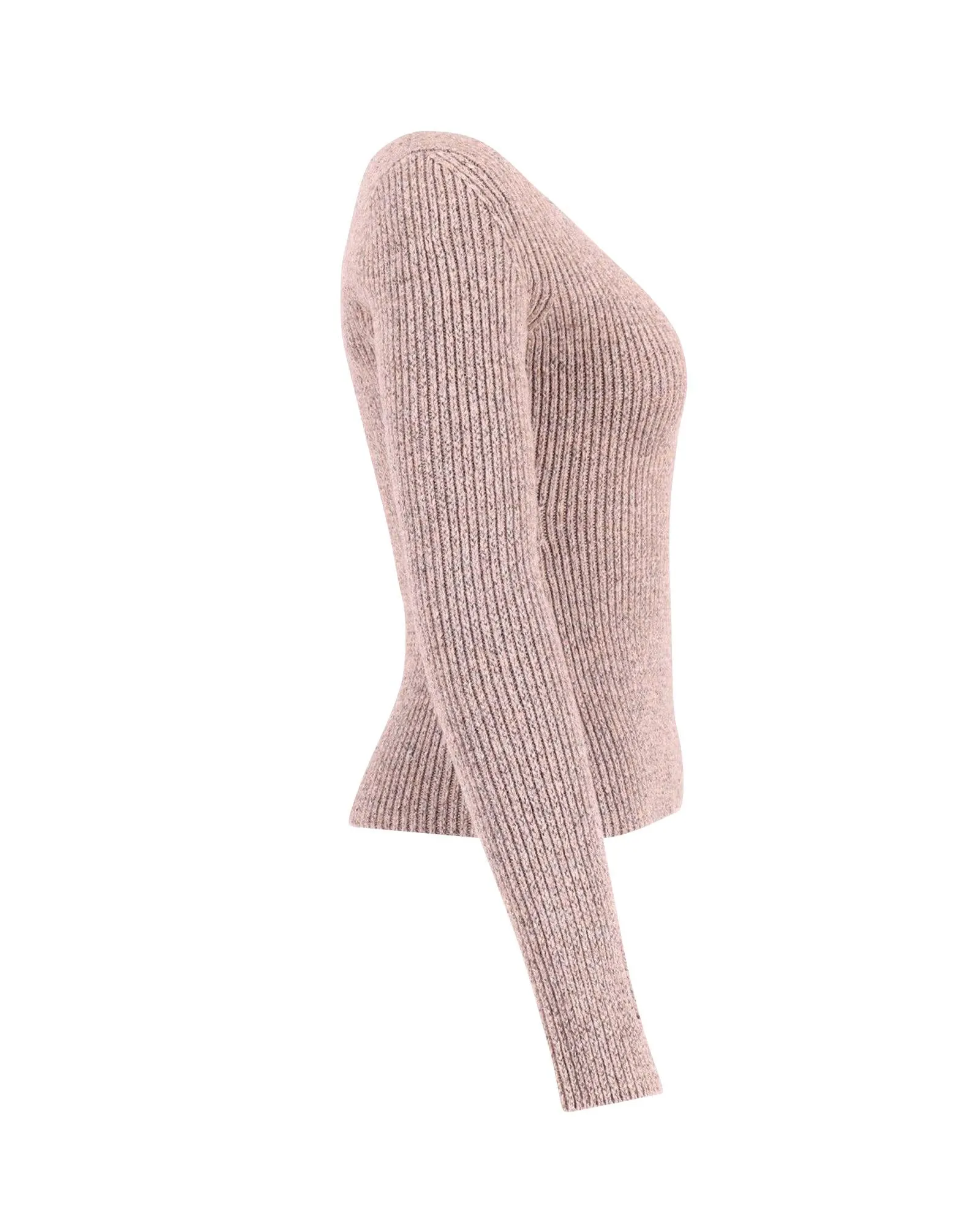 Heart-Neck Knitted Top in Beige Wool by Balenciaga