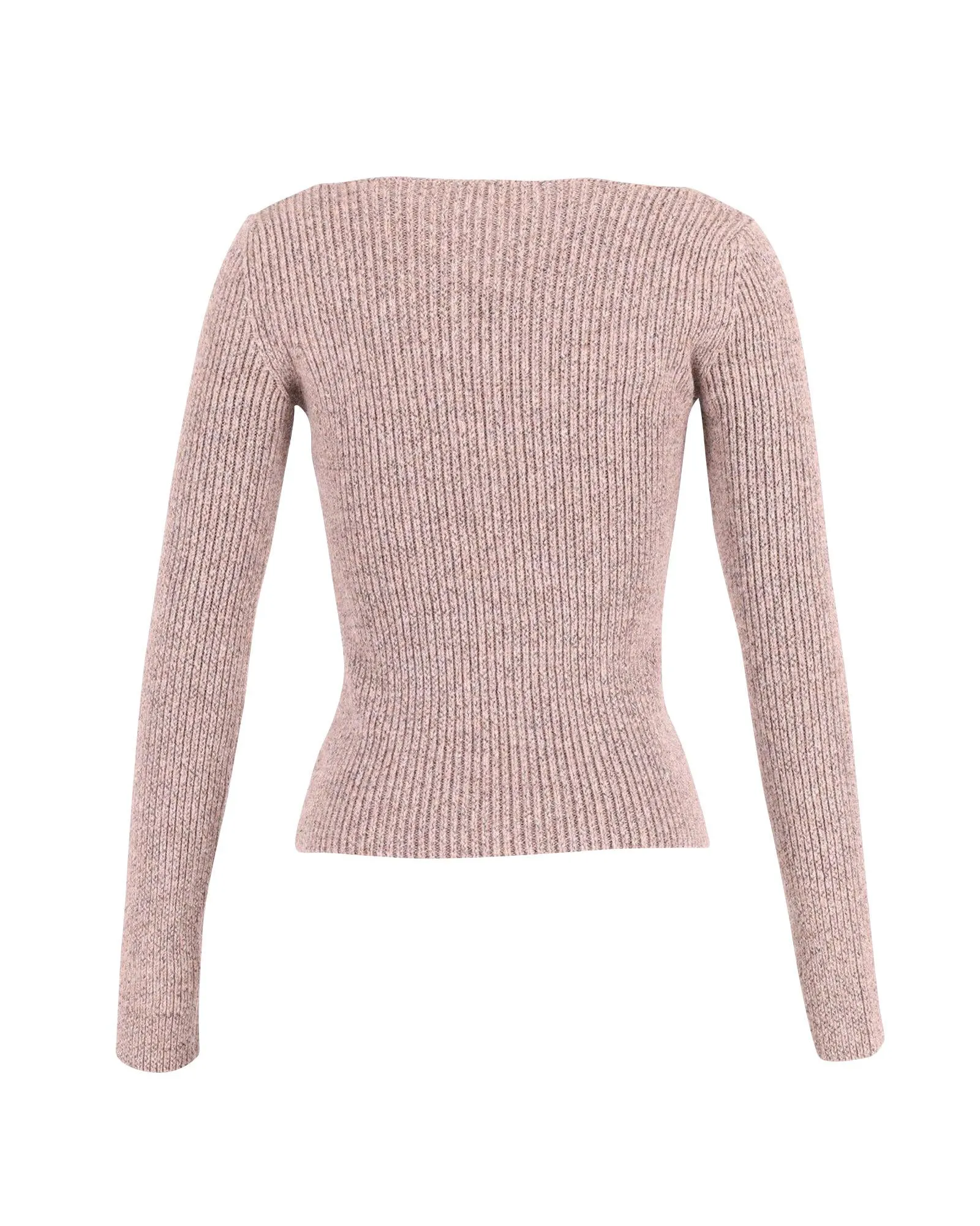 Heart-Neck Knitted Top in Beige Wool by Balenciaga