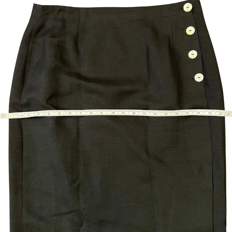 High Waisted Black Skirt Midi Knee Length