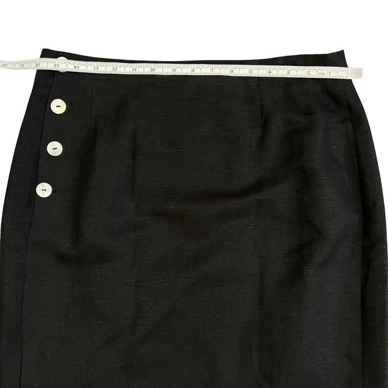 High Waisted Black Skirt Midi Knee Length