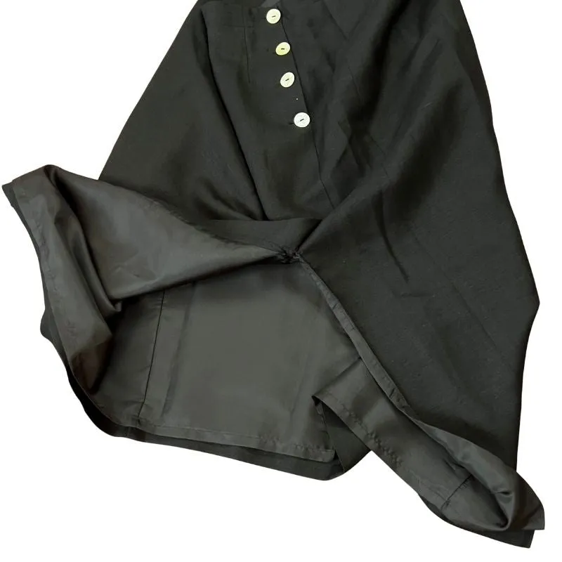 High Waisted Black Skirt Midi Knee Length