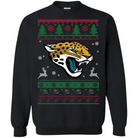 Jacksonville Jaguars Logo Football Teams Ugly Christmas Sweater Unisex Crewneck Pullover Sweatshirt