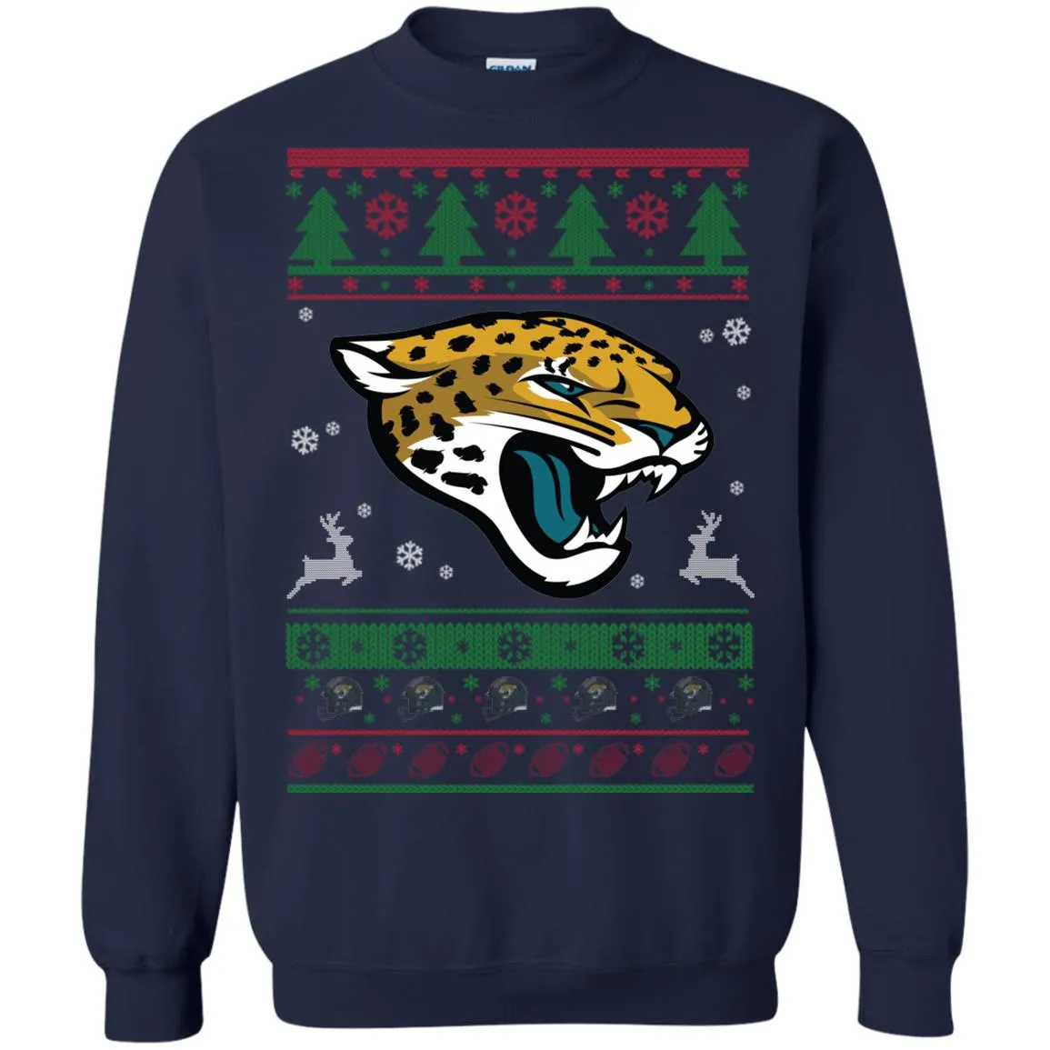 Jacksonville Jaguars Logo Football Teams Ugly Christmas Sweater Unisex Crewneck Pullover Sweatshirt