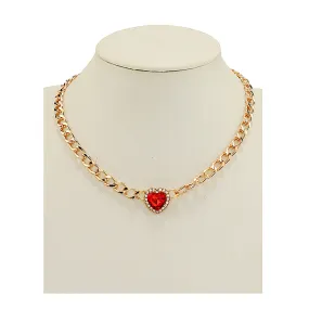 JAN46931 - Heart Crystal Chain Necklace