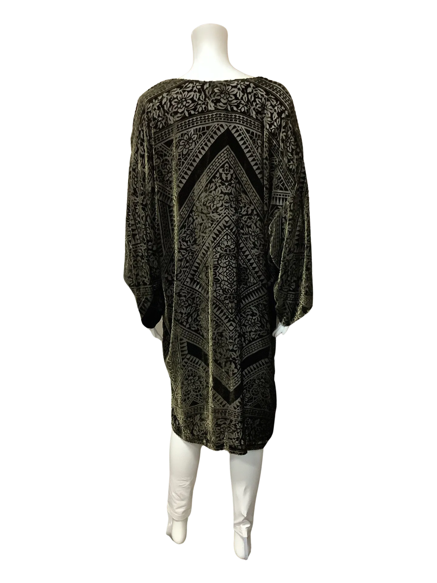 Johnny Was Women's Cardigan Green Velvet Kimono Sleeves Size: XL