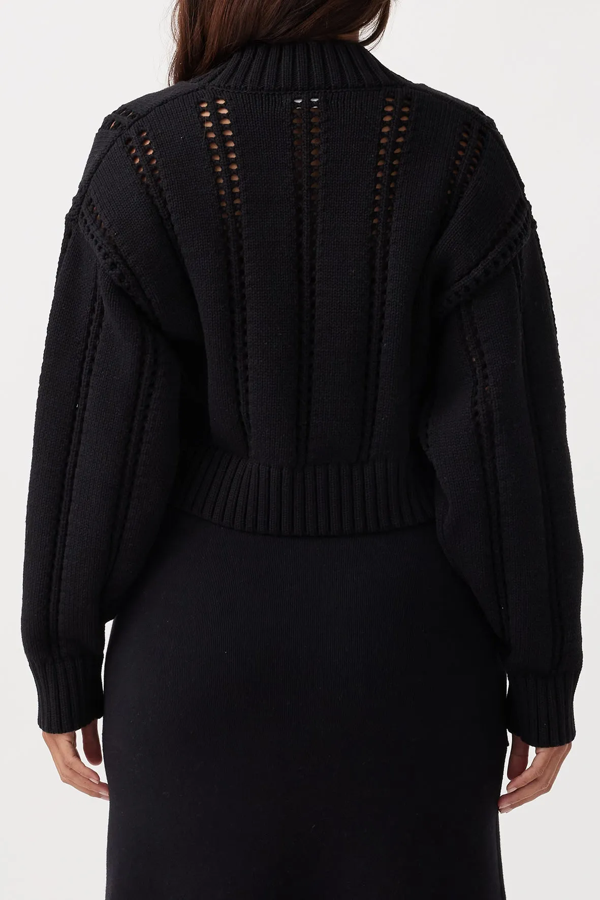 Kora Cropped Cardigan - Black
