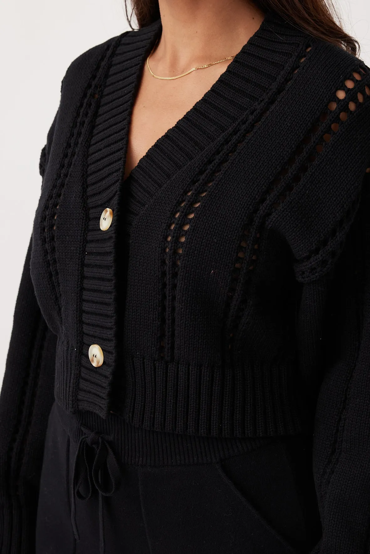 Kora Cropped Cardigan - Black