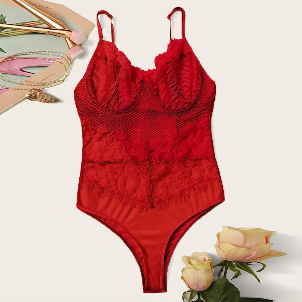 Lace Floral Embroidery Bodysuit