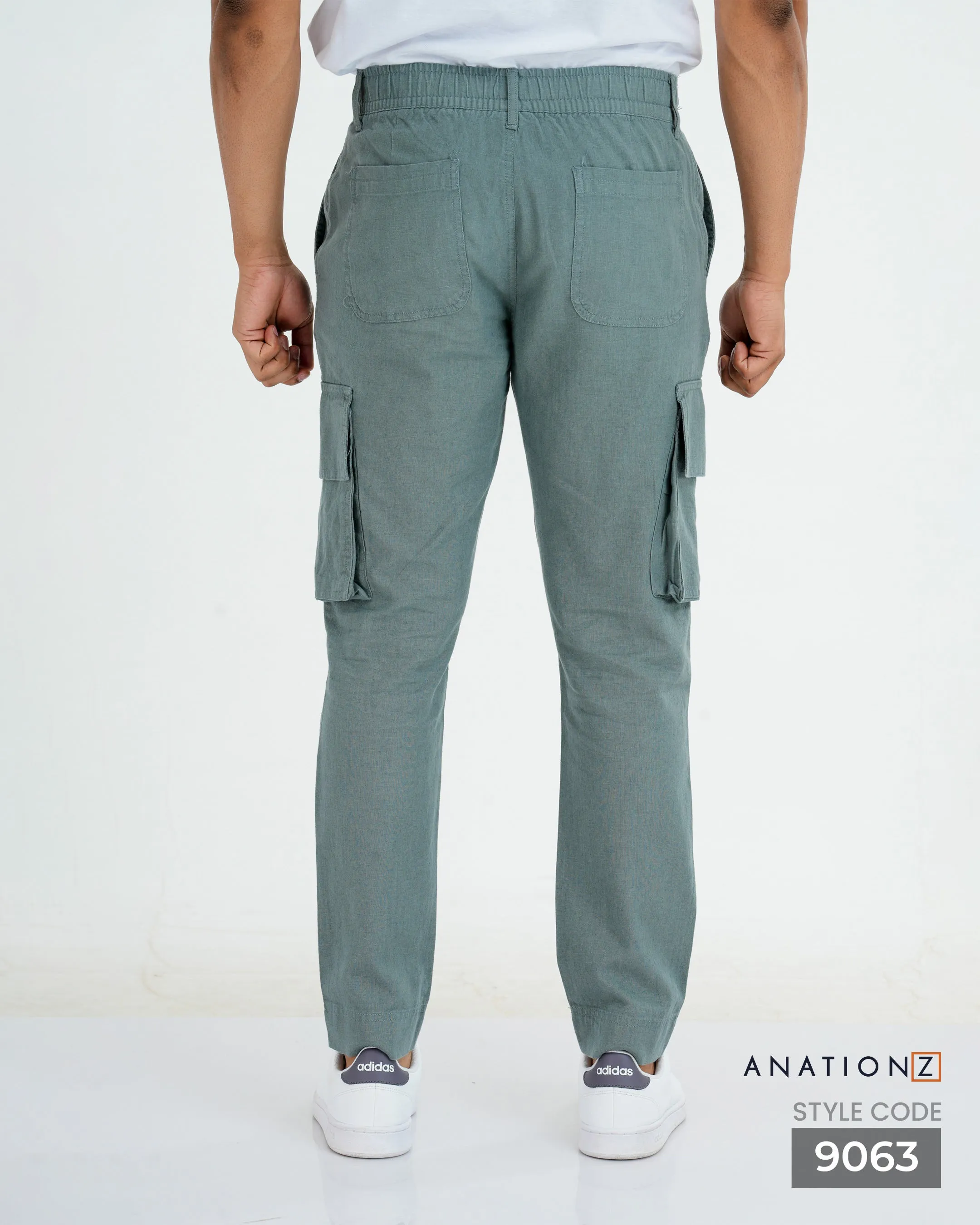 Linen Cotton Utility Cargo Pants - Slate