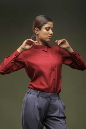 Maroon Cross Placket Shirt
