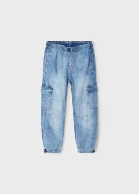 Mayoral Medium Wash Cargo Style Jeans : Size 2 to 9