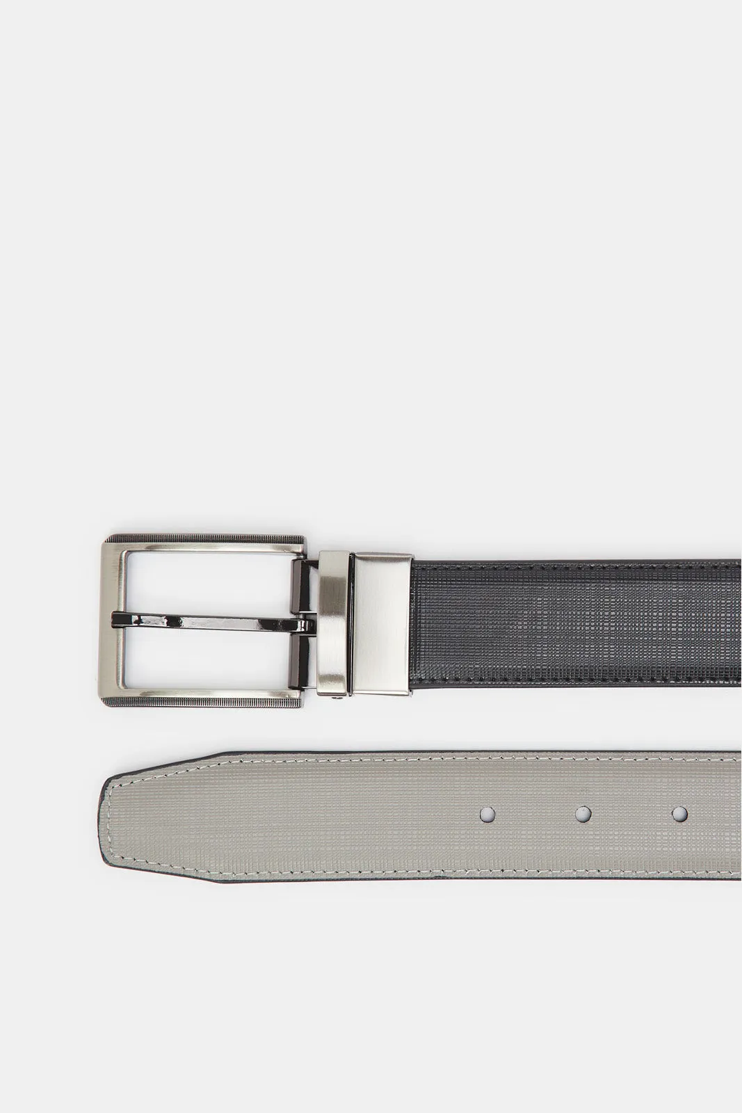 Men Black And Grey Belt With Twist Buckle