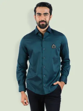 Men's Party Shirt in Deep Teal Full Sleeve Shirt