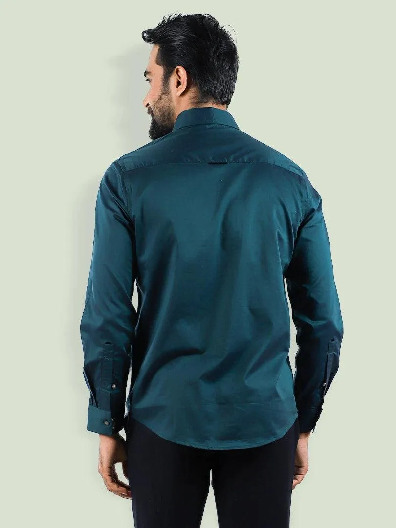 Men's Party Shirt in Deep Teal Full Sleeve Shirt